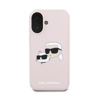   Karl Lagerfeld Silicone Double Heads Print Apple iPhone 16 Magsafe kompatibilis hátlap tok, rózsaszín KLHMP16SSKCHPPLP