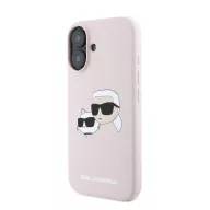   Karl Lagerfeld Silicone Double Heads Print Apple iPhone 16 Magsafe kompatibilis hátlap tok, rózsaszín KLHMP16SSKCHPPLP