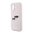 Karl Lagerfeld Silicone Double Heads Print Apple iPhone 16 Magsafe kompatibilis hátlap tok, rózsaszín KLHMP16SSKCHPPLP