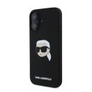 Karl Lagerfeld Silicone KL Head Print Apple iPhone 16 hátlap tok, fekete KLHMP16SSKHPPLK