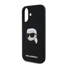 Karl Lagerfeld Silicone KL Head Print Apple iPhone 16 hátlap tok, fekete KLHMP16SSKHPPLK