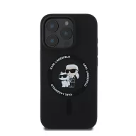   Karl Lagerfeld Silicone KC Heads Ring Apple iPhone 16 Pro Max hátlap tok, fekete KLHMP16XSCMKCRHK