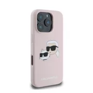   Karl Lagerfeld Silicone Double Heads Print Apple iPhone 16 Pro Max Magsafe kompatibilis hátlap tok, rózsaszín
