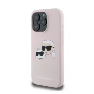  Karl Lagerfeld Silicone Double Heads Print Apple iPhone 16 Pro Max Magsafe kompatibilis hátlap tok, rózsaszín