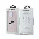 Karl Lagerfeld Silicone Double Heads Print Apple iPhone 16 Pro Max Magsafe kompatibilis hátlap tok, rózsaszín