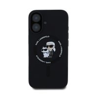   Karl Lagerfeld Liquid Silicone Karl and Choupette MagSafe Apple iPhone 16 Plus hátlap tok, fekete