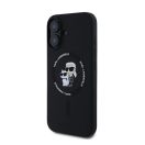 Karl Lagerfeld Liquid Silicone Karl and Choupette MagSafe Apple iPhone 16 Plus hátlap tok, fekete