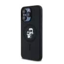 Karl Lagerfeld Silicone Karl & Choupette Ring Apple iPhone 15 Pro Max MagSafe kompatibilis tok, fekete KLHMP15XSCMKCRHK