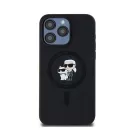 Karl Lagerfeld Silicone Karl & Choupette Ring Apple iPhone 15 Pro Max MagSafe kompatibilis tok, fekete KLHMP15XSCMKCRHK