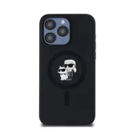   Karl Lagerfeld Silicone Karl & Choupette Ring Apple iPhone 15 Pro Max MagSafe kompatibilis tok, fekete KLHMP15XSCMKCRHK