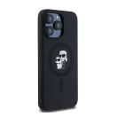 Karl Lagerfeld Silicone Karl & Choupette Ring Apple iPhone 15 Pro Max MagSafe kompatibilis tok, fekete KLHMP15XSCMKCRHK