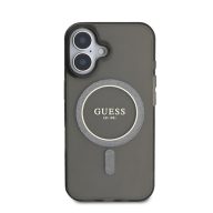   Guess IML Glitter Ring Apple iPhone 16 Magsafe kompatibilis hátlap tok, fekete