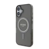   Guess IML Glitter Ring Apple iPhone 16 Magsafe kompatibilis hátlap tok, fekete