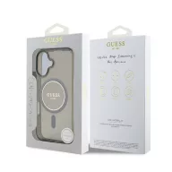   Guess IML Glitter Ring Apple iPhone 16 Magsafe kompatibilis hátlap tok, fekete