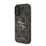 Guess PU 4G Metal Logo Apple iPhone 16 hátlap tok, barna
