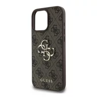   Guess PU 4G Metal Logo Apple iPhone 16 Pro hátlap tok, barna