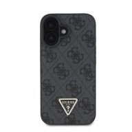   Guess PU 4G Strass Triangle Metal Logo Apple iPhone 16 hátlap tok Crossbody pánttal, fekete