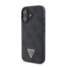 Guess PU 4G Strass Triangle Metal Logo Apple iPhone 16 hátlap tok Crossbody pánttal, fekete