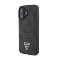   Guess PU 4G Strass Triangle Metal Logo Apple iPhone 16 hátlap tok Crossbody pánttal, fekete