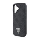 Guess PU 4G Strass Triangle Metal Logo Apple iPhone 16 hátlap tok Crossbody pánttal, fekete