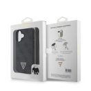 Guess PU 4G Strass Triangle Metal Logo Apple iPhone 16 hátlap tok Crossbody pánttal, fekete