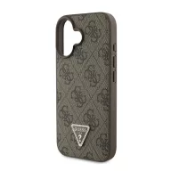   Guess PU 4G Strass Triangle Metal Logo Apple iPhone 16 hátlap tok Crossbody pánttal, barna