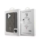 Guess PU 4G Strass Triangle Metal Logo Apple iPhone 16 hátlap tok Crossbody pánttal, barna