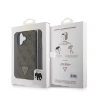   Guess PU 4G Strass Triangle Metal Logo Apple iPhone 16 hátlap tok Crossbody pánttal, barna
