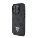 Guess PU 4G Strass Triangle Metal Logo Apple iPhone 16 Pro hátlap tok, fekete