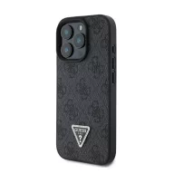   Guess PU 4G Strass Triangle Metal Logo Apple iPhone 16 Pro hátlap tok, fekete