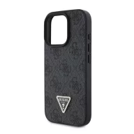  Guess PU 4G Strass Triangle Metal Logo Apple iPhone 16 Pro hátlap tok, fekete