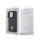 Guess PU 4G Strass Triangle Metal Logo Apple iPhone 16 Pro hátlap tok, fekete