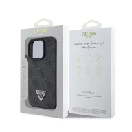   Guess PU 4G Strass Triangle Metal Logo Apple iPhone 16 Pro hátlap tok, fekete