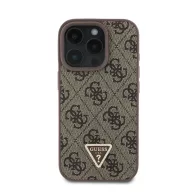   Guess PU 4G Strass Triangle Metal Logo Apple iPhone 16 Pro hátlap tok, barna