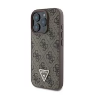   Guess PU 4G Strass Triangle Metal Logo Apple iPhone 16 Pro hátlap tok, barna