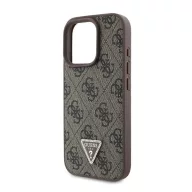   Guess PU 4G Strass Triangle Metal Logo Apple iPhone 16 Pro hátlap tok, barna