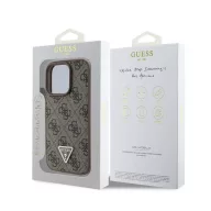   Guess PU 4G Strass Triangle Metal Logo Apple iPhone 16 Pro hátlap tok, barna