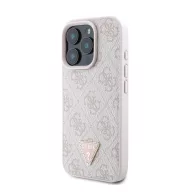   Guess PU 4G Strass Triangle Metal Logo Apple iPhone 16 Pro hátlap tok, rózsaszín