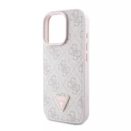   Guess PU 4G Strass Triangle Metal Logo Apple iPhone 16 Pro hátlap tok, rózsaszín