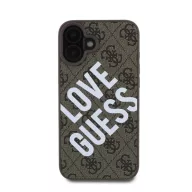   Guess PU Leather 4G Big Love Logo Apple iPhone 16 Magsafe kompatibilis hátlap tok, barna