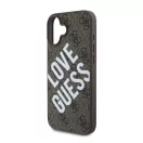 Guess PU Leather 4G Big Love Logo Apple iPhone 16 Magsafe kompatibilis hátlap tok, barna
