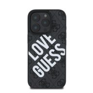   Guess PU Leather 4G Big Love Logo Apple iPhone 16 Pro Magsafe kompatibilis hátlap tok, fekete