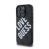   Guess PU Leather 4G Big Love Logo Apple iPhone 16 Pro Magsafe kompatibilis hátlap tok, fekete