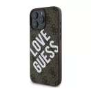 Guess PU Leather 4G Big Love Logo Apple iPhone 16 Pro Max Magsafe kompatibilis hátlap tok, barna