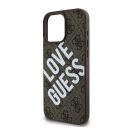 Guess PU Leather 4G Big Love Logo Apple iPhone 16 Pro Max Magsafe kompatibilis hátlap tok, barna
