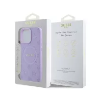   Guess Saffiano Peony Stamp Apple iPhone 16 Pro Max Magsafe kompatibilis hátlap tok, lila