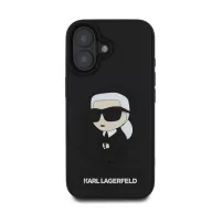   Karl Lagerfeld 3D Rubber Ikonik Apple iPhone 16 hátlap tok, fekete