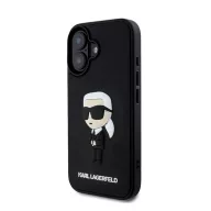   Karl Lagerfeld 3D Rubber Ikonik Apple iPhone 16 hátlap tok, fekete