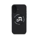 Karl Lagerfeld Liquid Silicone K&CH Heads Apple iPhone 16 Magsafe kompatibilis hátlap tok, fekete