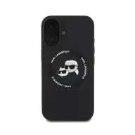   Karl Lagerfeld Liquid Silicone K&CH Heads Apple iPhone 16 Magsafe kompatibilis hátlap tok, fekete